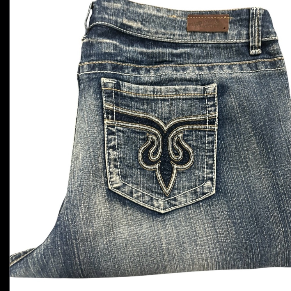 Standards & Practices 19X35 Blue Boot Cut Jeans with Decorative Stitching
